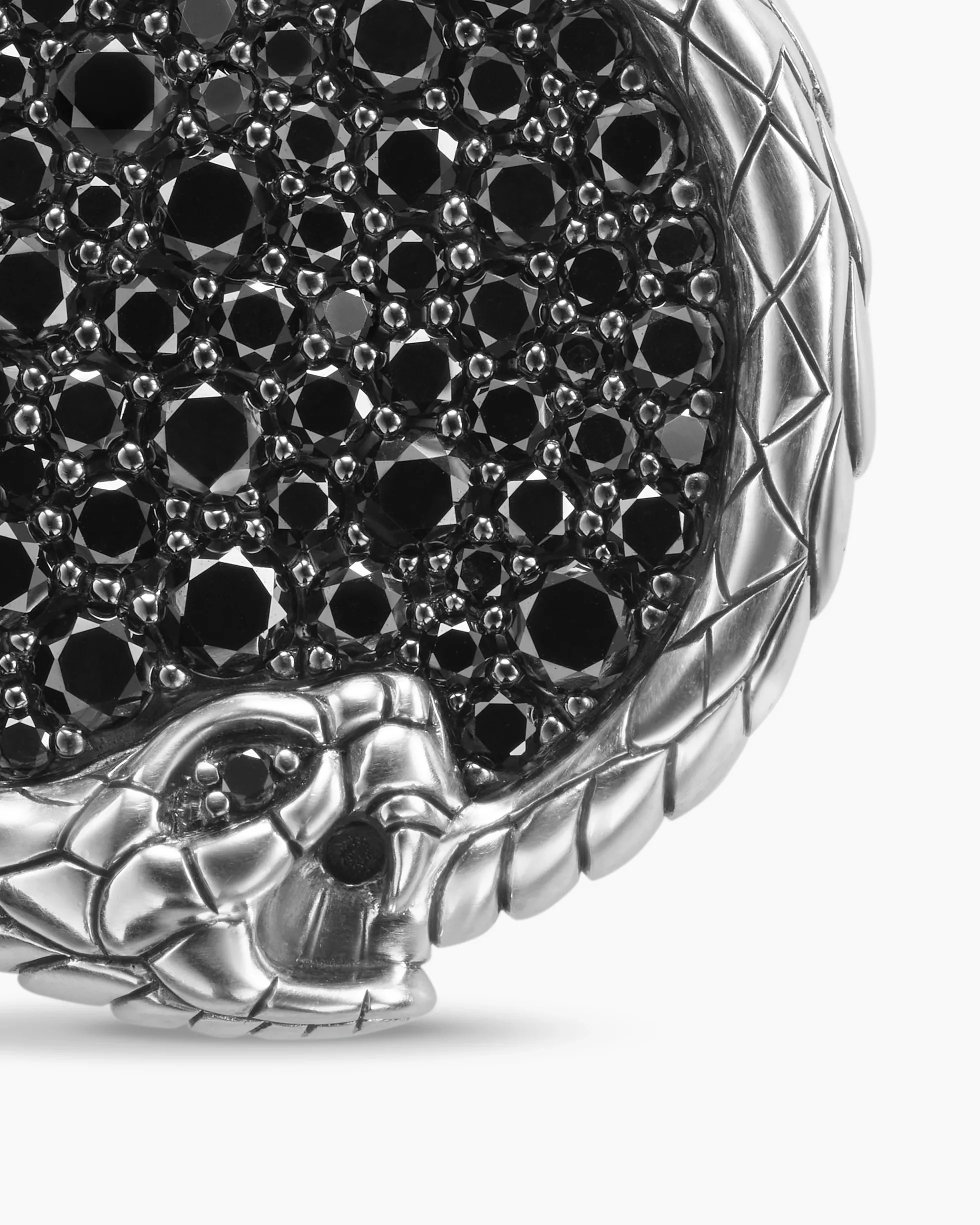 Ouroboros Amulet Sterling Silver with Black Diamonds, 25mm