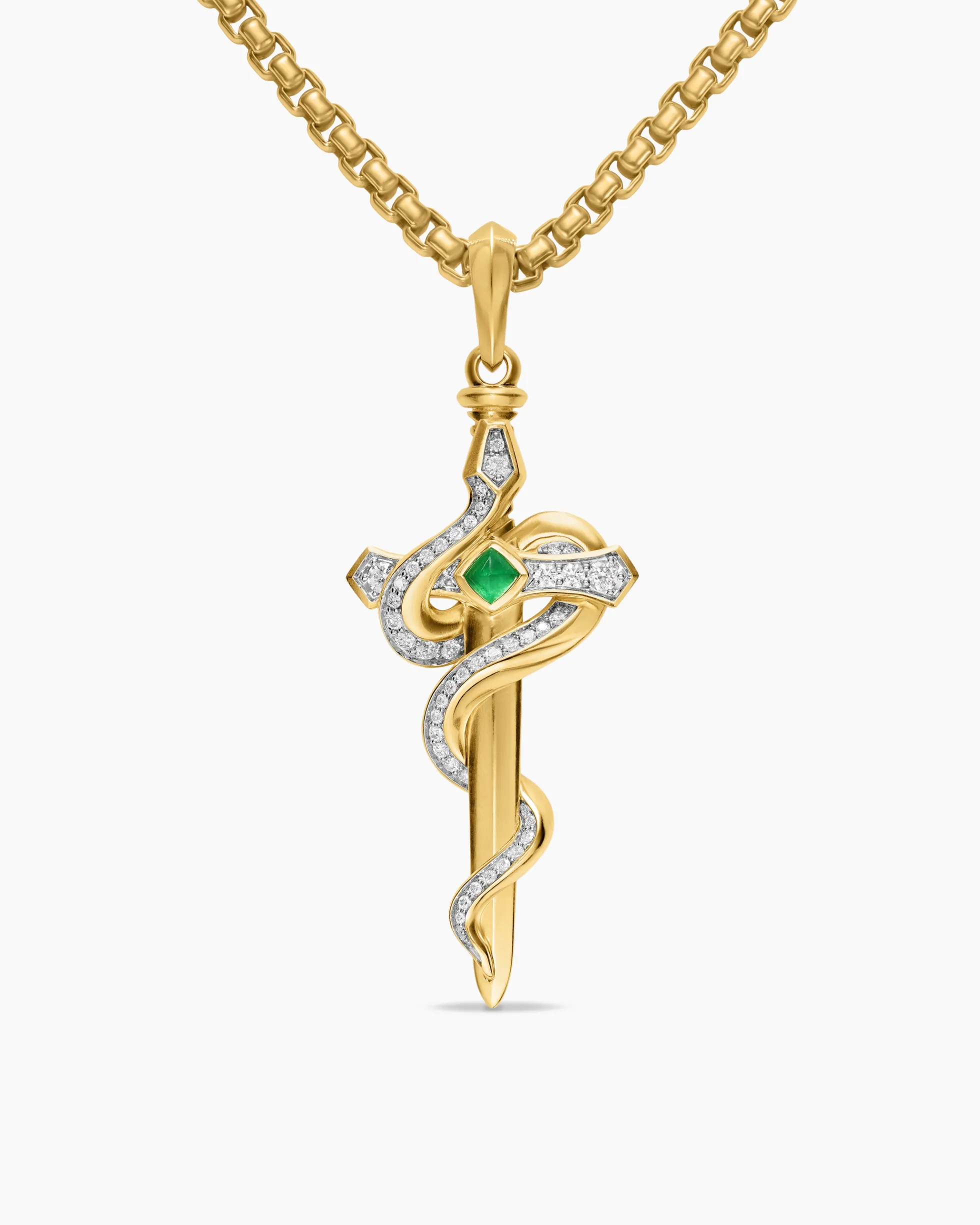 Ouroboros Snake Amulet 18K Yellow Gold with Emerald and Diamonds, 48mm