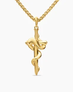 Ouroboros Snake Amulet 18K Yellow Gold with Emerald and Diamonds, 48mm