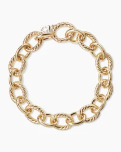 Oval Link Chain Bracelet 18K Yellow Gold, 12mm