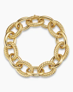 Oval Link Chain Bracelet 18K Yellow Gold, 17mm
