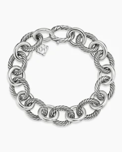 Oval Link Chain Bracelet Sterling Silver, 12mm