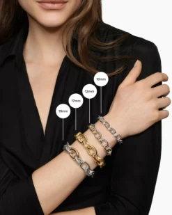 Oval Link Chain Bracelet Sterling Silver, 12mm