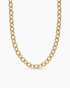 Oval Link Chain Necklace 18K Yellow Gold, 12mm