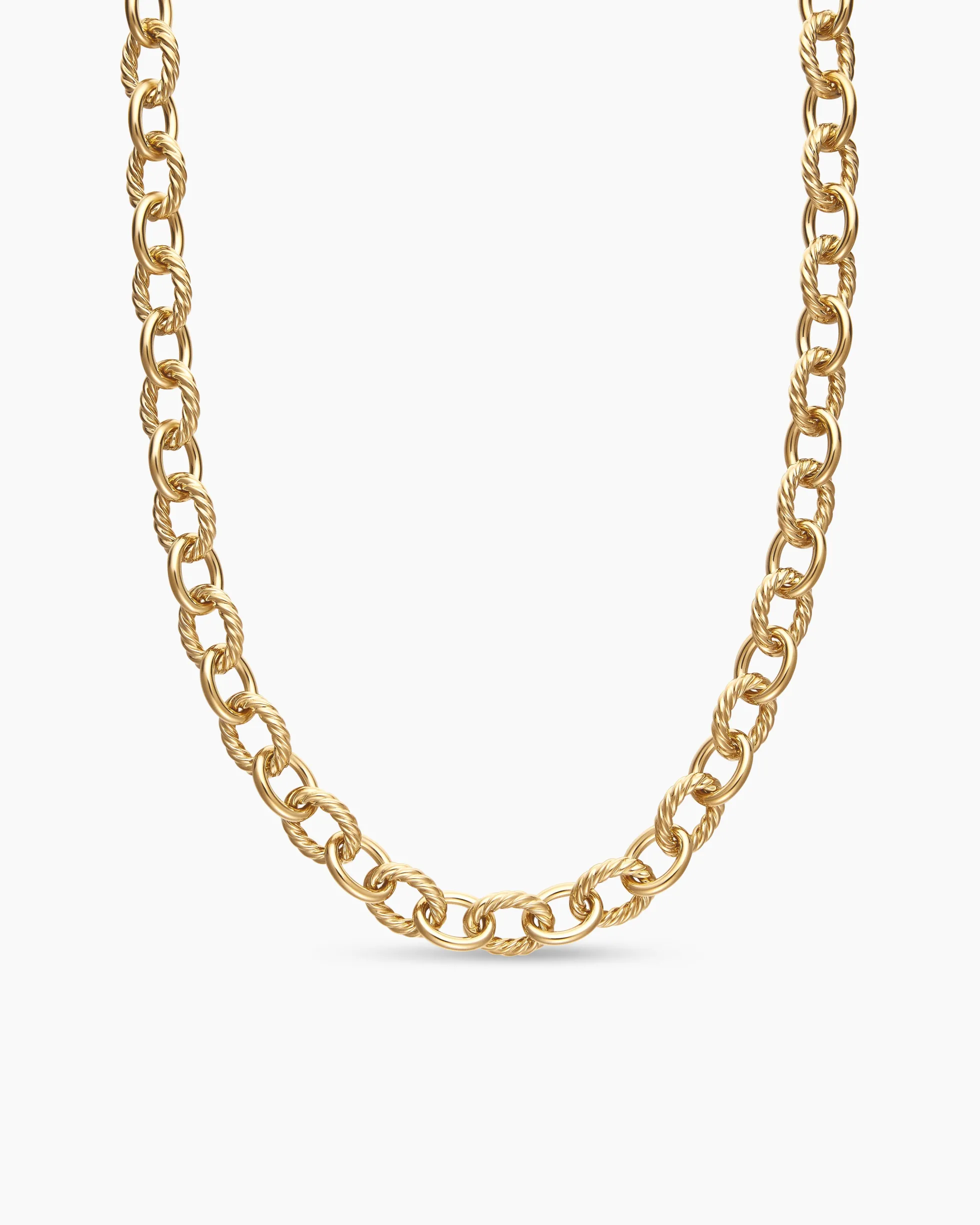Oval Link Chain Necklace 18K Yellow Gold, 12mm