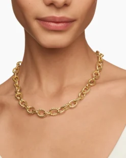 Oval Link Chain Necklace 18K Yellow Gold, 12mm