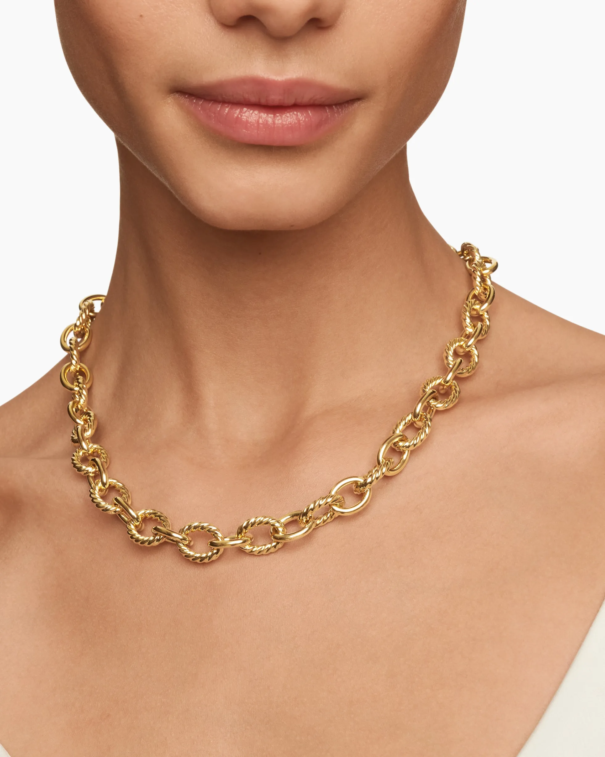 Oval Link Chain Necklace 18K Yellow Gold, 12mm