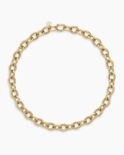 Oval Link Chain Necklace 18K Yellow Gold, 12mm