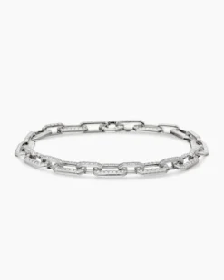 Pavé Chain Bracelet 18K White Gold with Diamonds, 7mm