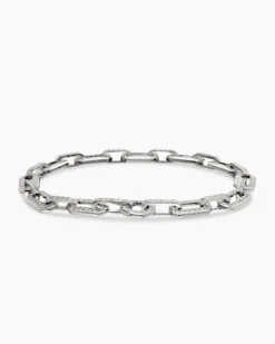 Pavé Chain Bracelet 18K White Gold with Diamonds, 7mm