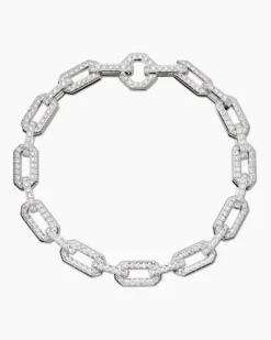 Pavé Chain Bracelet 18K White Gold with Diamonds, 7mm