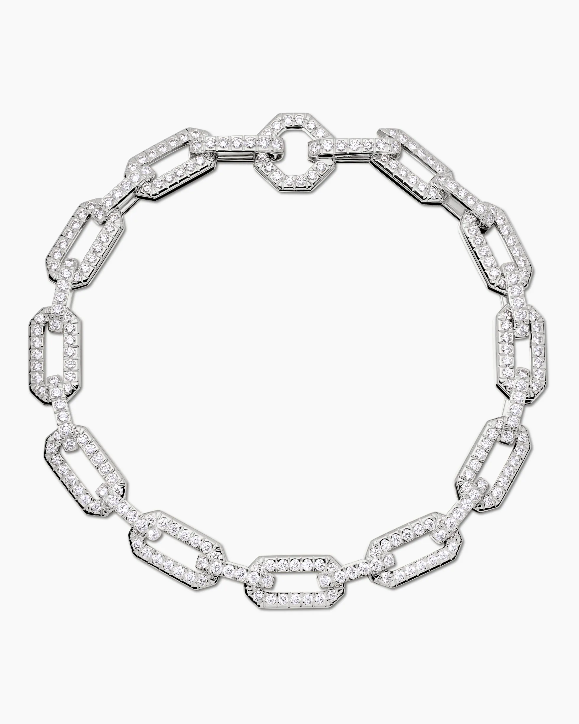 Pavé Chain Bracelet 18K White Gold with Diamonds, 7mm