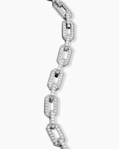 Pavé Chain Bracelet 18K White Gold with Diamonds, 7mm
