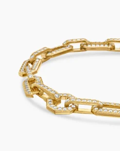 Pavé Chain Bracelet 18K Yellow Gold with Diamonds, 7mm