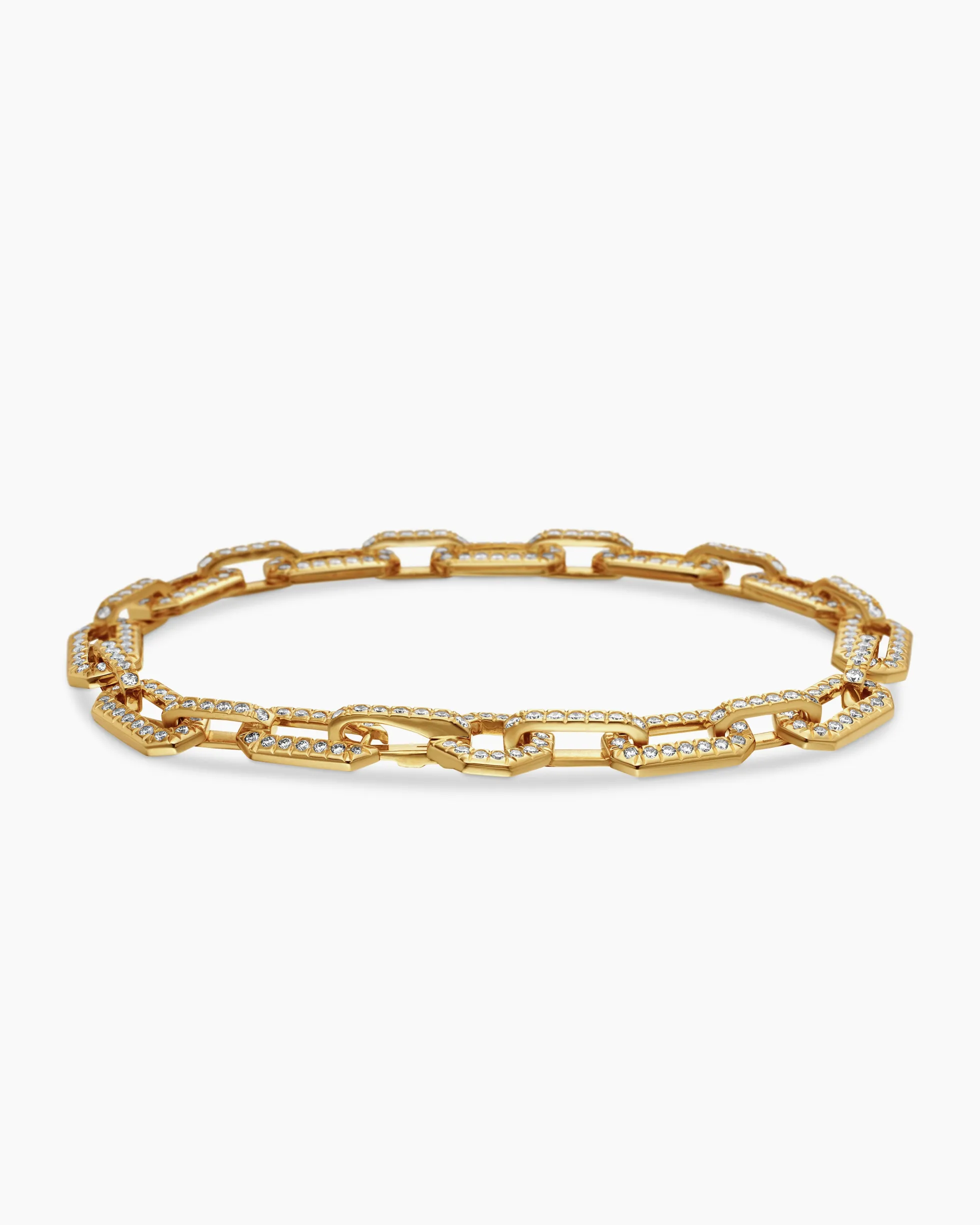 Pavé Chain Bracelet 18K Yellow Gold with Diamonds, 7mm