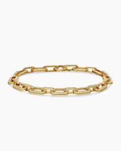 Pavé Chain Bracelet 18K Yellow Gold with Diamonds, 7mm