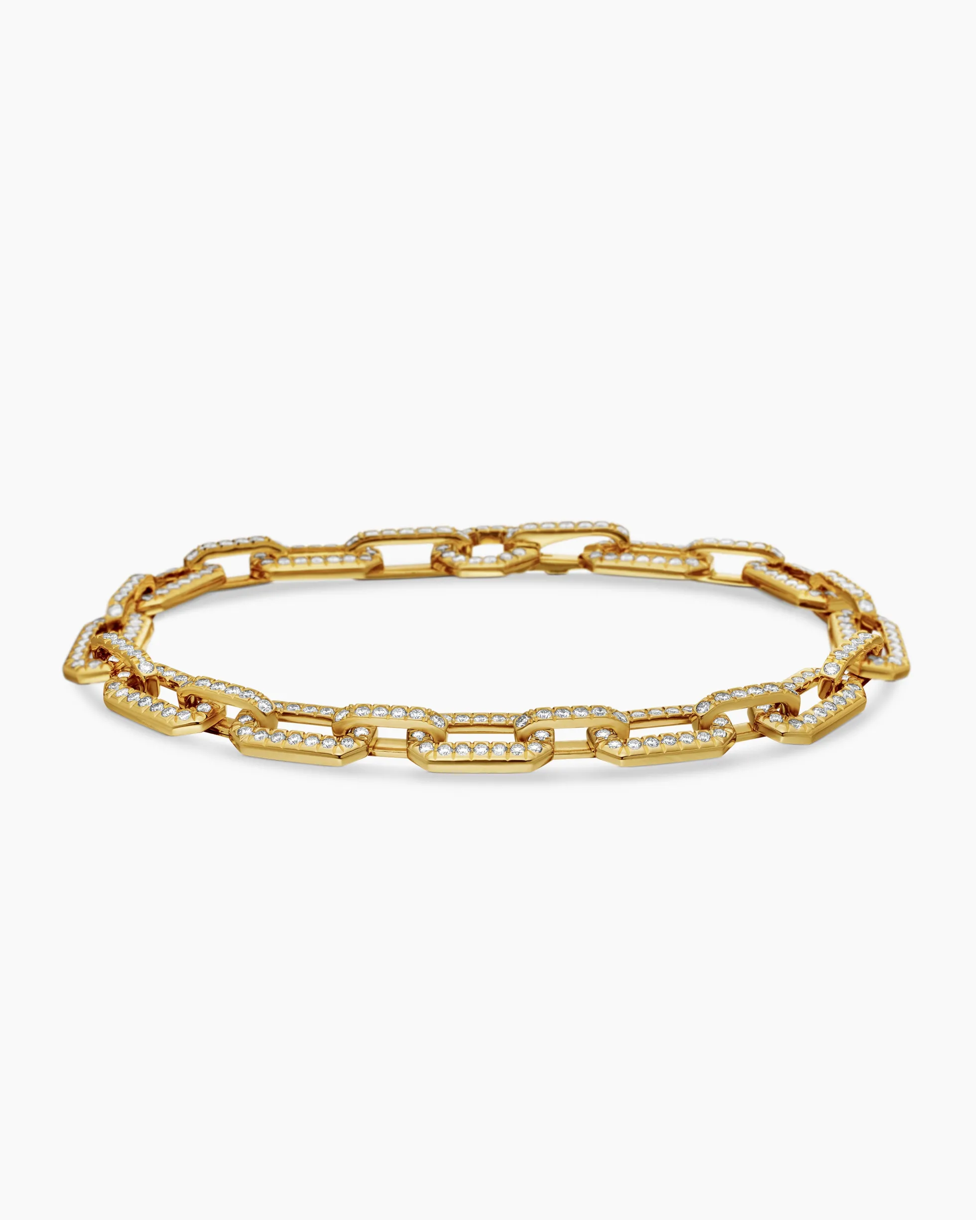 Pavé Chain Bracelet 18K Yellow Gold with Diamonds, 7mm