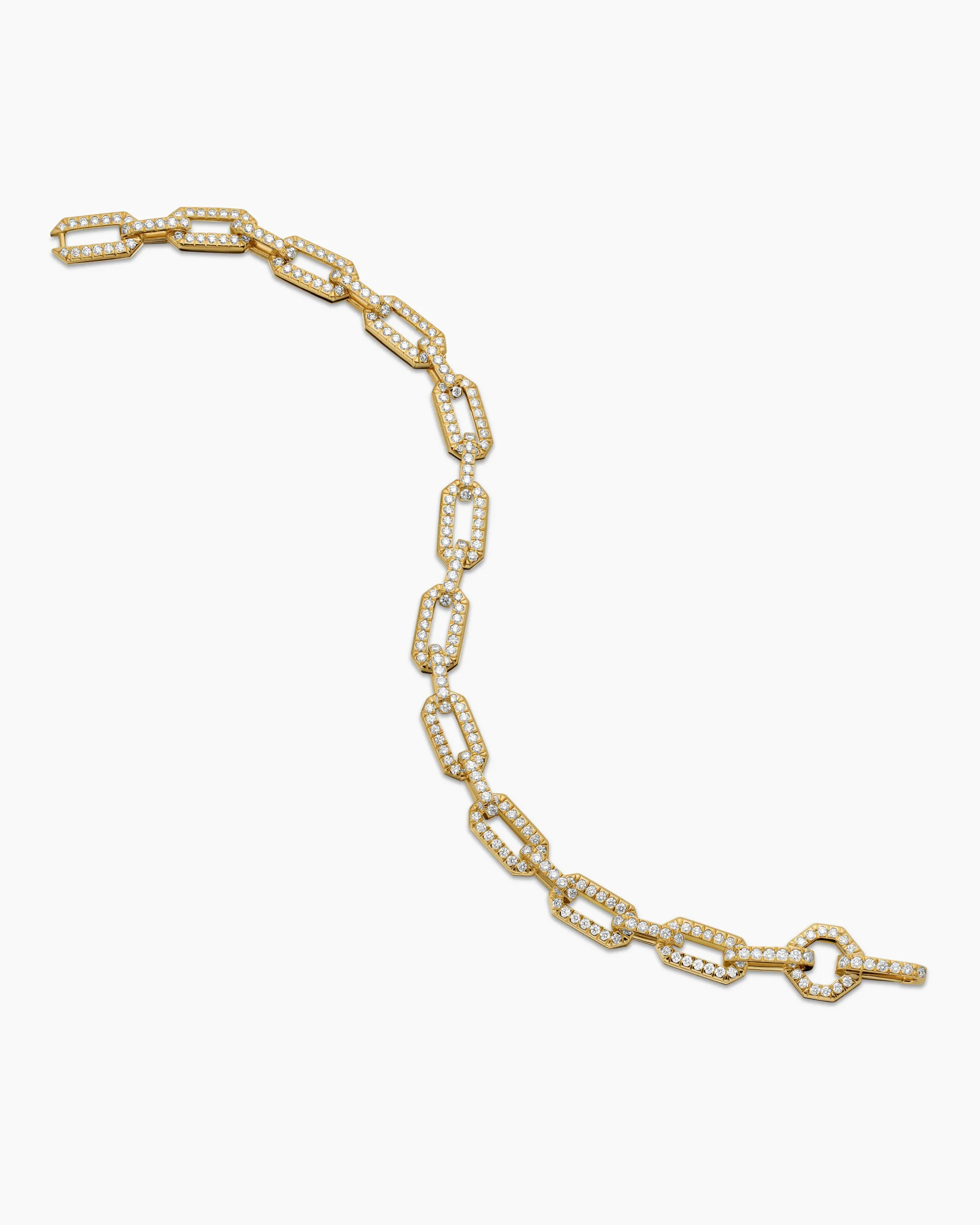 Pavé Chain Bracelet 18K Yellow Gold with Diamonds, 7mm