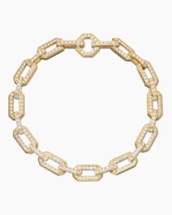 Pavé Chain Bracelet 18K Yellow Gold with Diamonds, 7mm