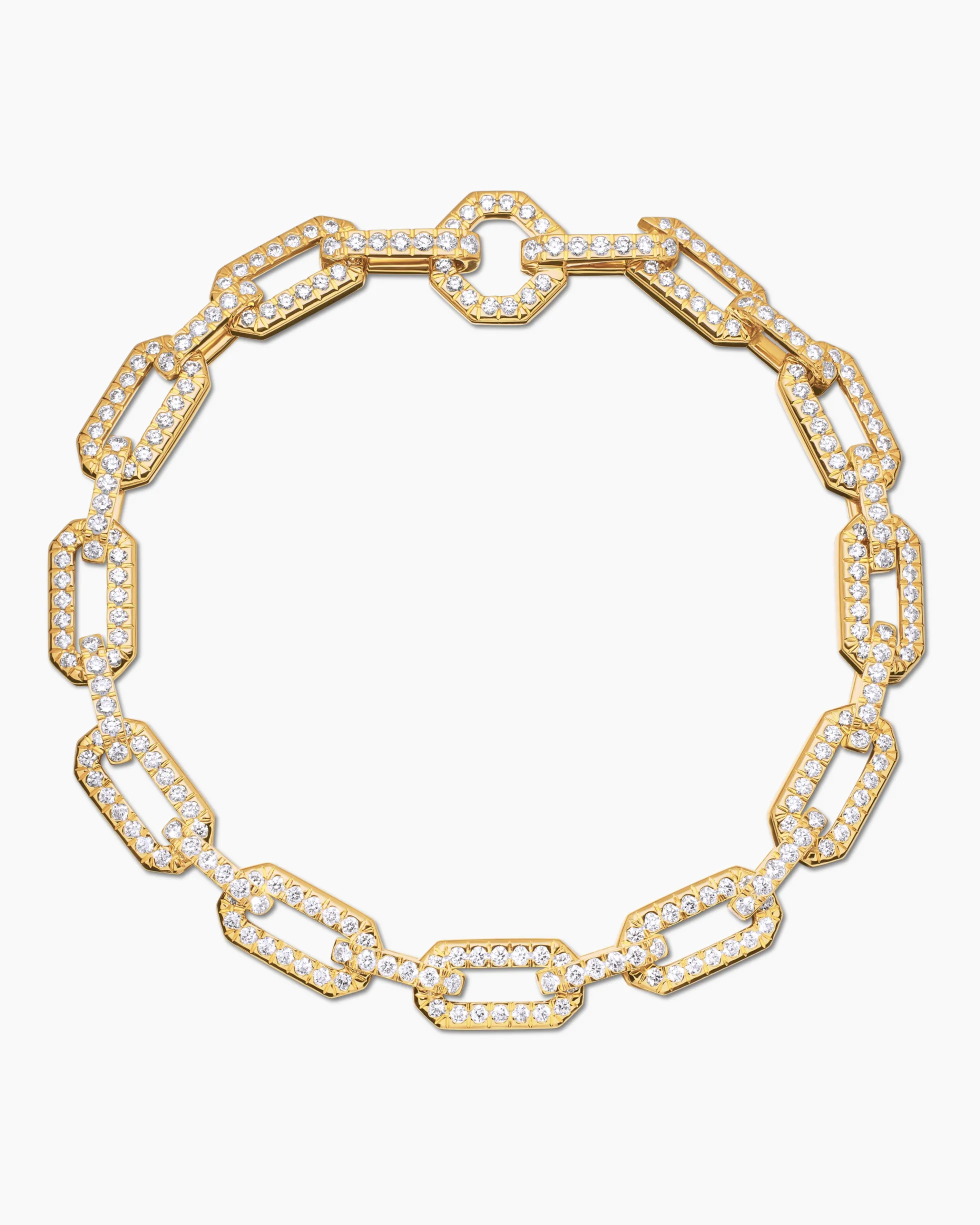 Pavé Chain Bracelet 18K Yellow Gold with Diamonds, 7mm