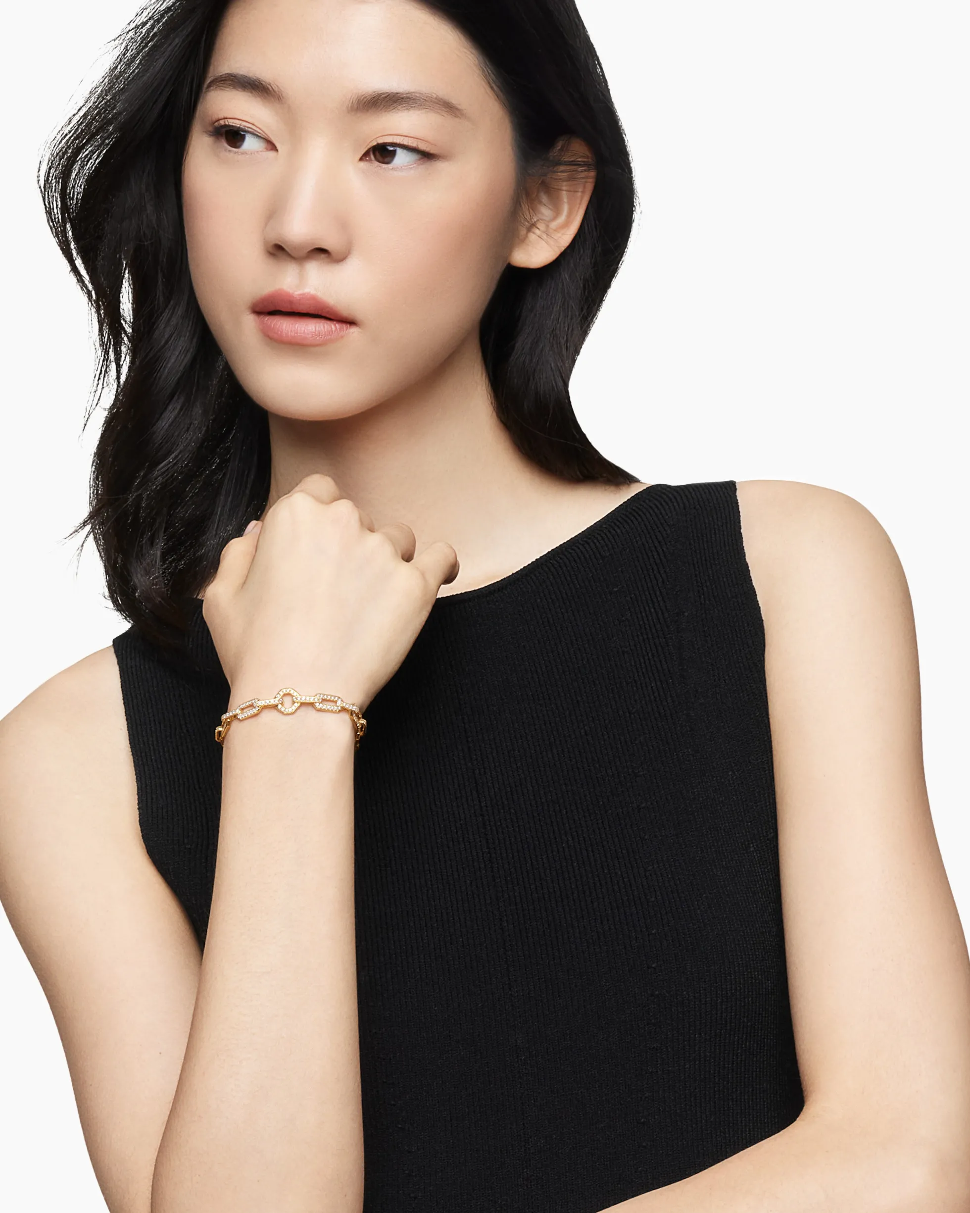 Pavé Chain Bracelet 18K Yellow Gold with Diamonds, 7mm