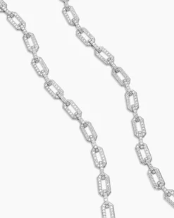Pavé Chain Necklace 18K White Gold with Diamonds, 7mm