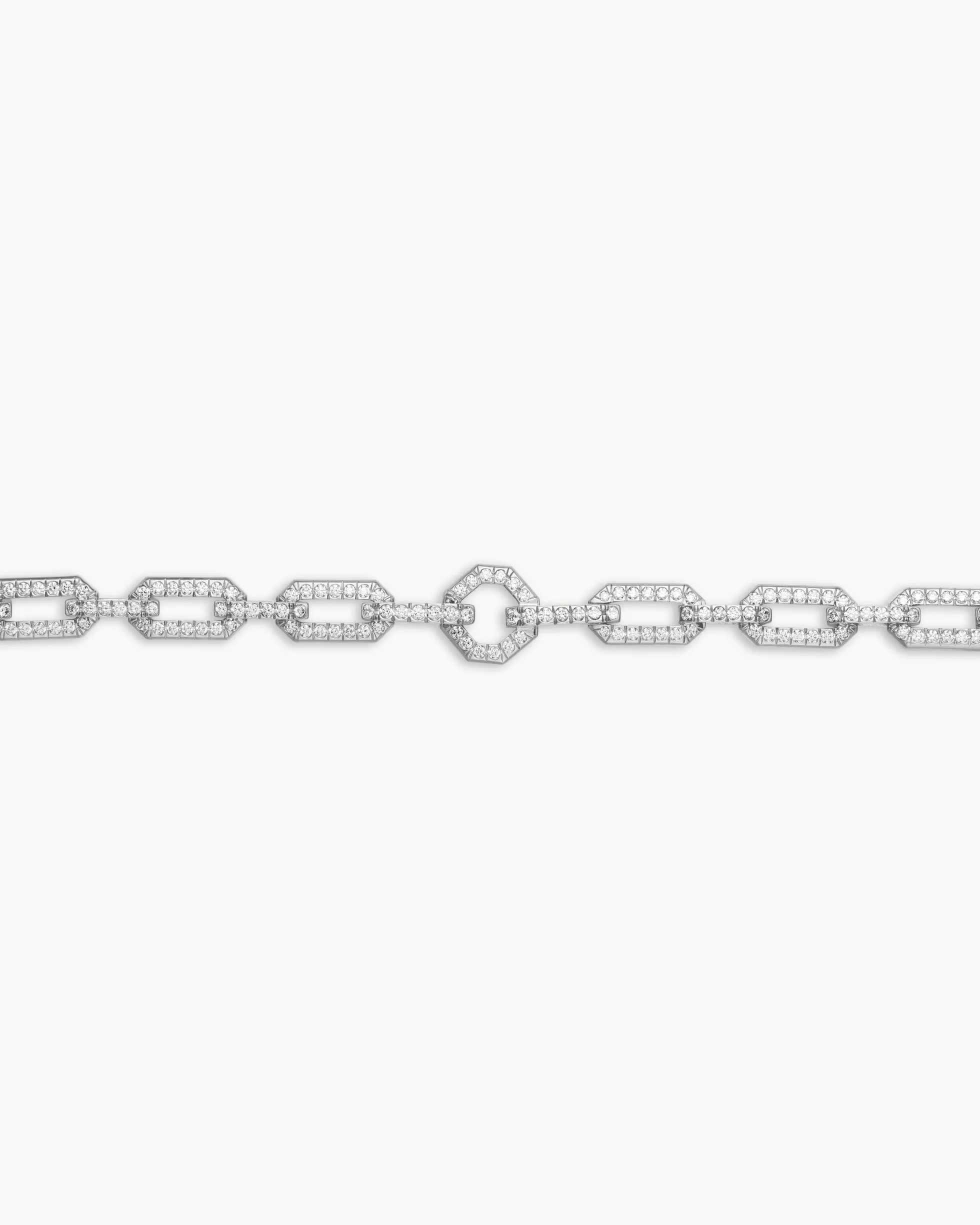 Pavé Chain Necklace 18K White Gold with Diamonds, 7mm