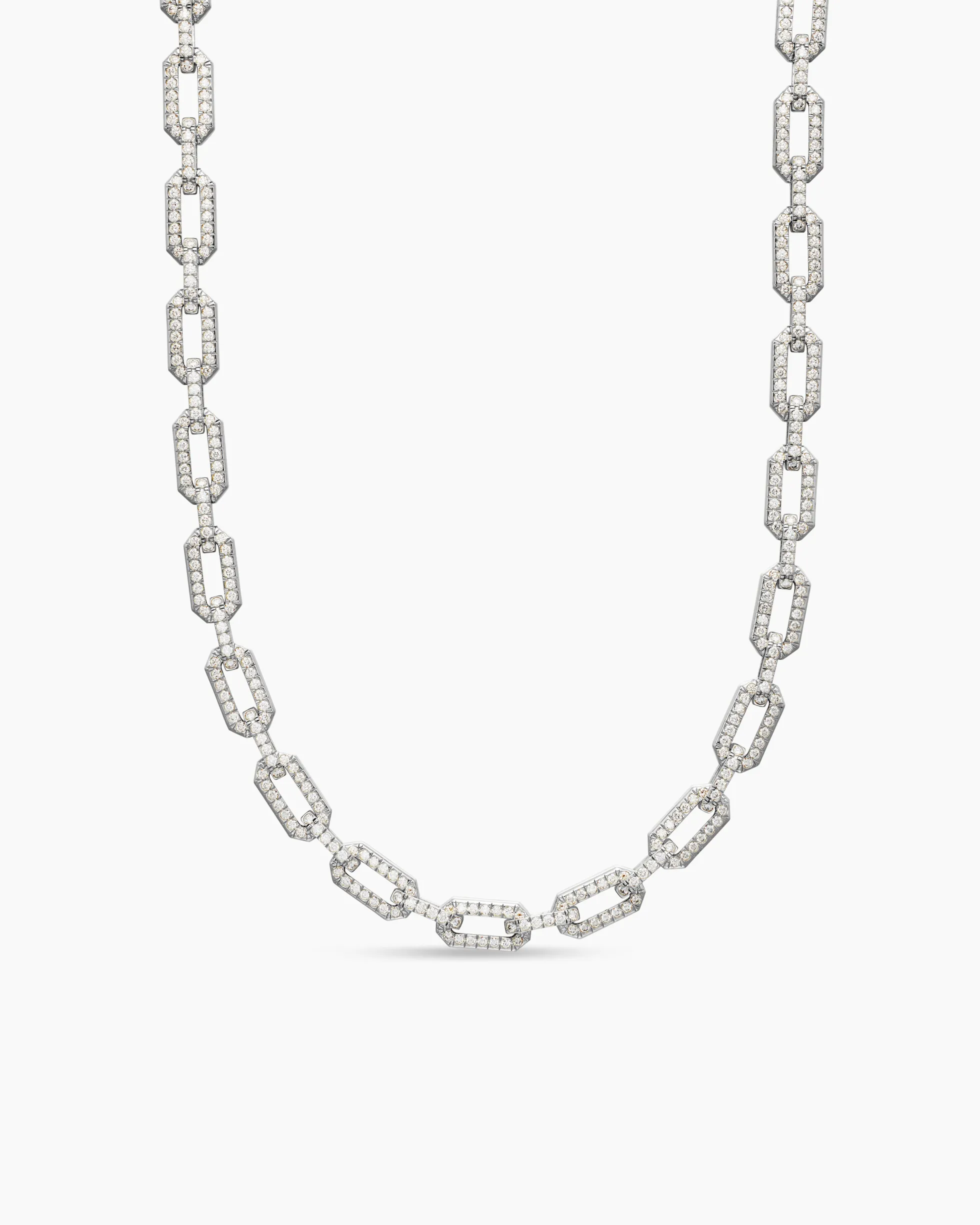 Pavé Chain Necklace 18K White Gold with Diamonds, 7mm