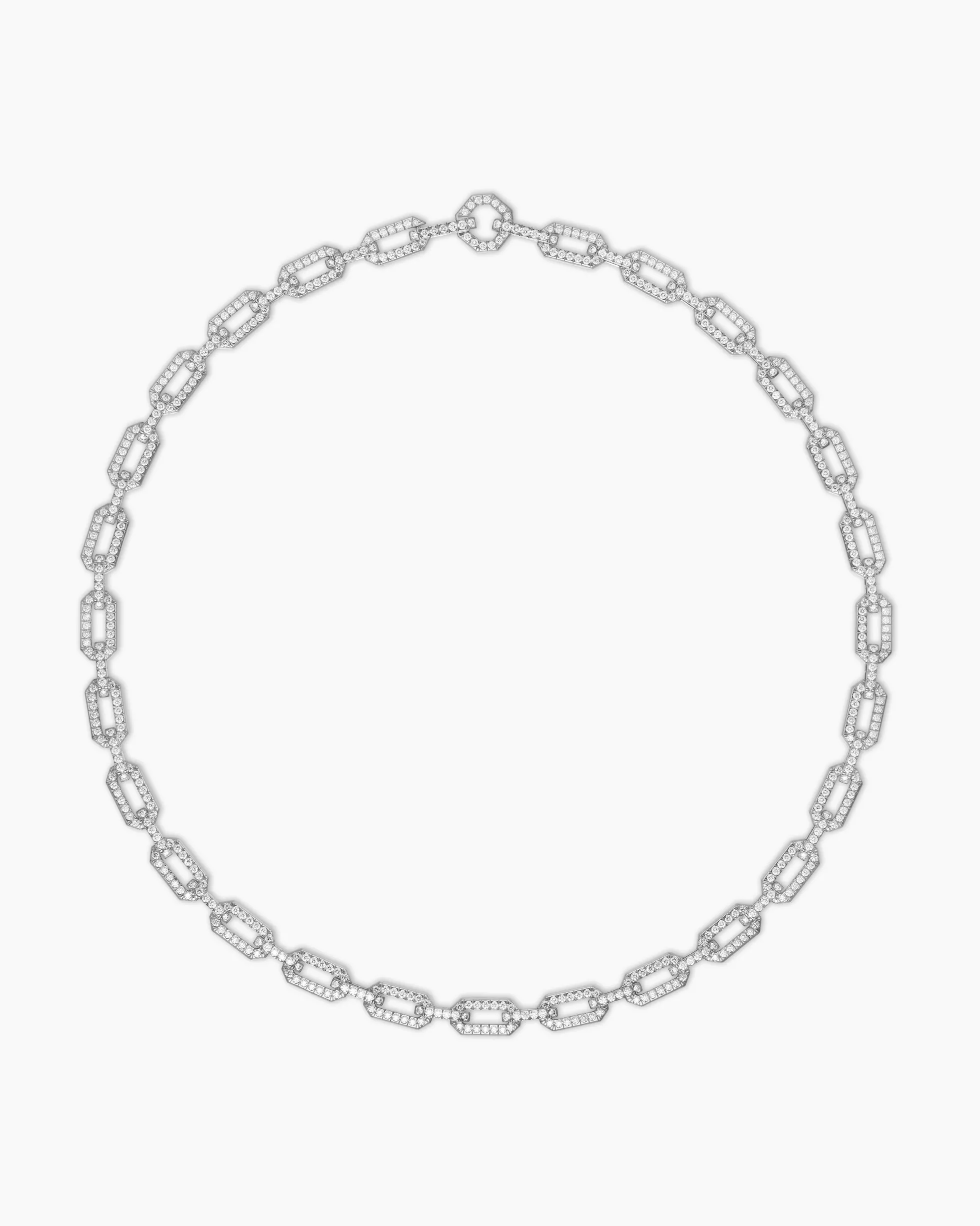 Pavé Chain Necklace 18K White Gold with Diamonds, 7mm