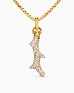 Pavé Coral Amulet 18K Yellow Gold with Diamonds, 35mm