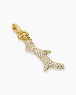Pavé Coral Amulet 18K Yellow Gold with Diamonds, 35mm