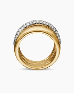 Pavé Crossover Five Row Ring 18K Yellow Gold with Diamonds, 17.7mm