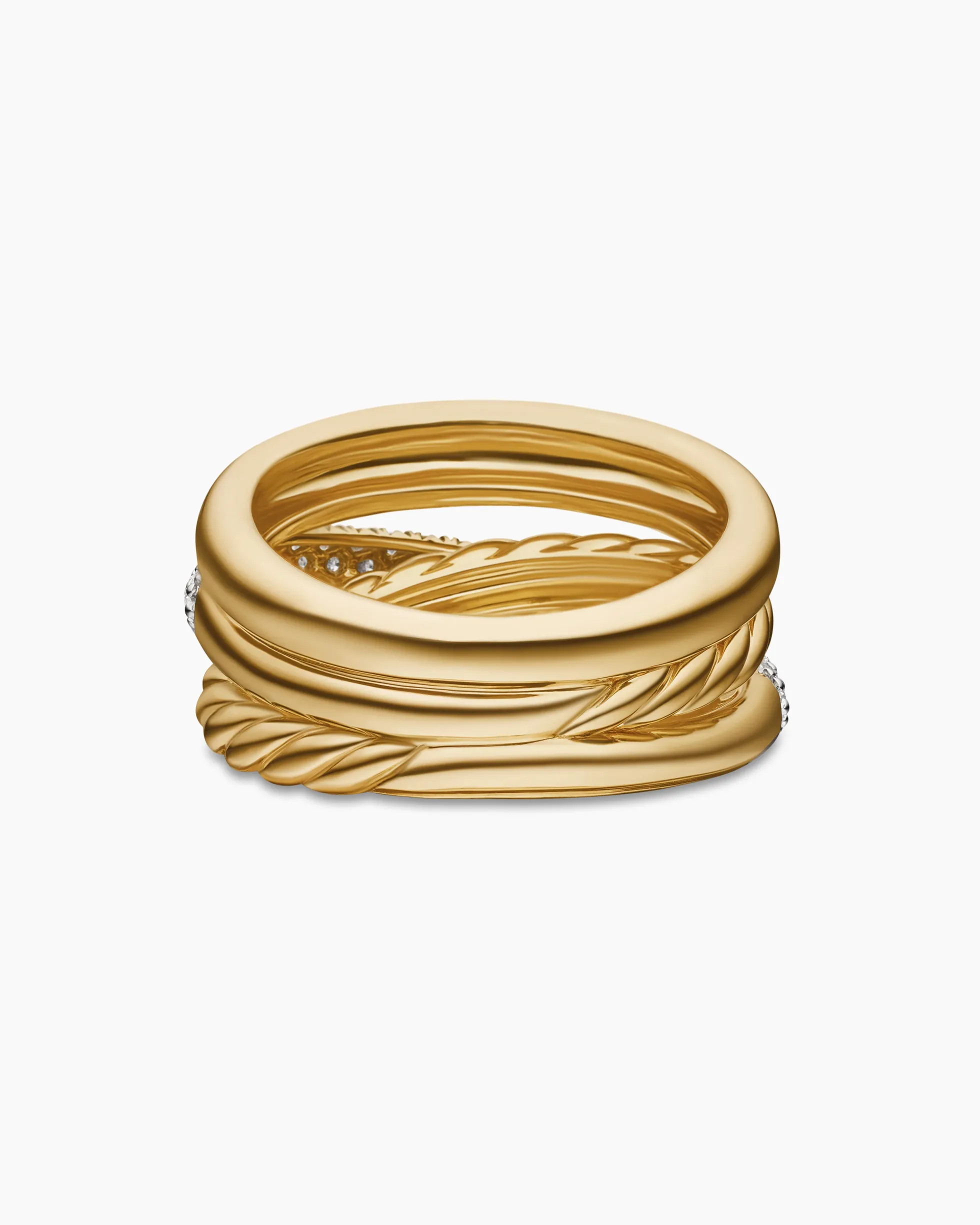 Pavé Crossover Five Row Ring 18K Yellow Gold with Diamonds, 17.7mm