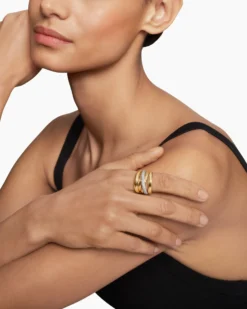 Pavé Crossover Five Row Ring 18K Yellow Gold with Diamonds, 17.7mm