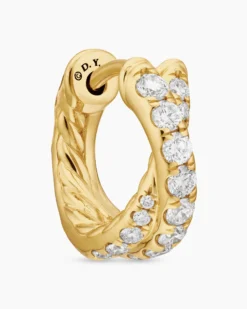 Pavé Crossover Hoop Earrings 18K Yellow Gold with Diamonds, 12mm