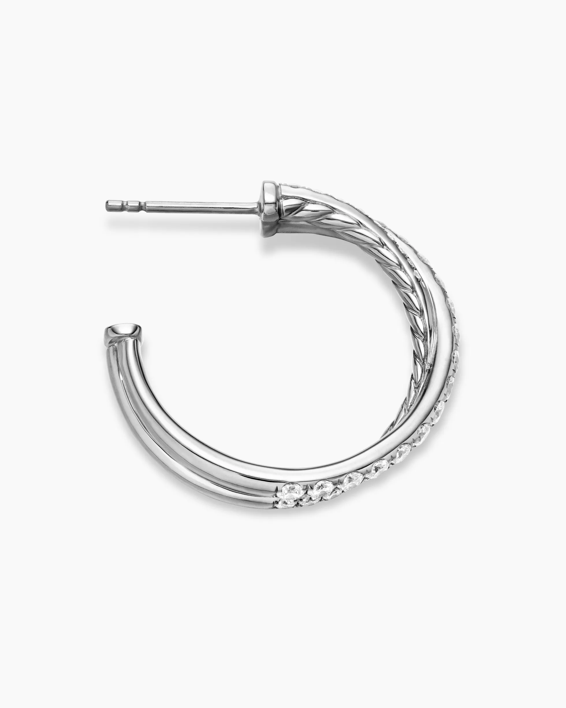 Pavé Crossover Hoop Earrings 18K White Gold with Diamonds, 24mm