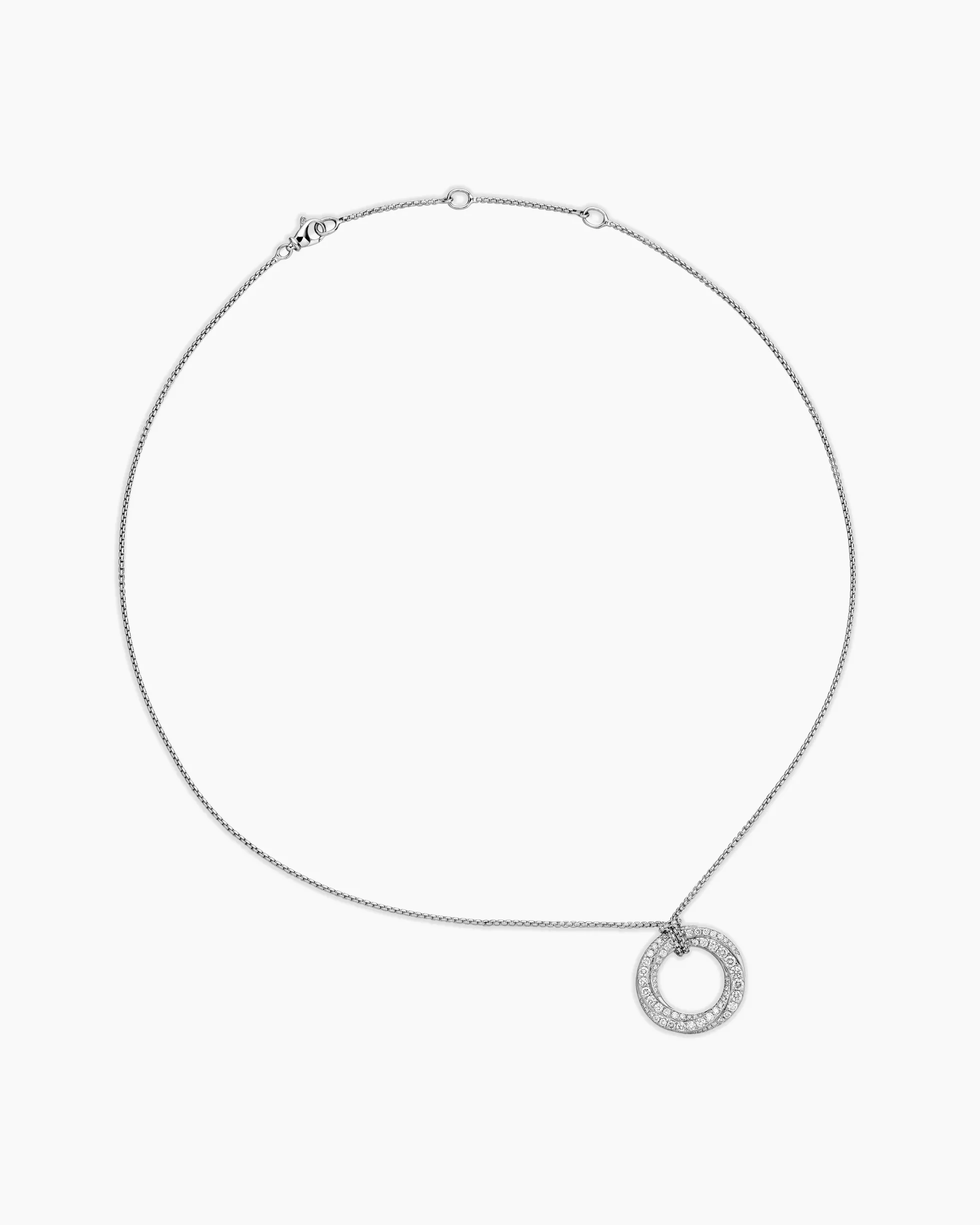 Pavé Crossover Pendant Necklace 18K White Gold with Diamonds, 21mm