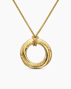 Pavé Crossover Pendant Necklace 18K Yellow Gold with Diamonds, 21mm