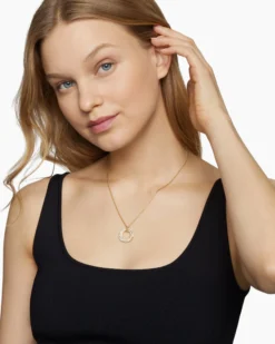Pavé Crossover Pendant Necklace 18K Yellow Gold with Diamonds, 21mm