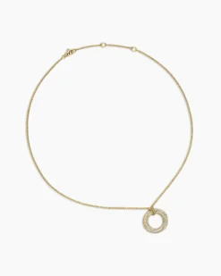 Pavé Crossover Pendant Necklace 18K Yellow Gold with Diamonds, 21mm