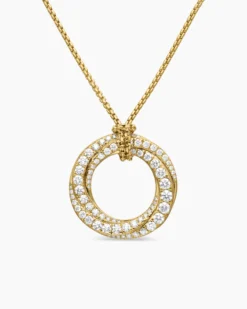 Pavé Crossover Pendant Necklace 18K Yellow Gold with Diamonds, 21mm