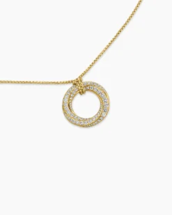 Pavé Crossover Pendant Necklace 18K Yellow Gold with Diamonds, 21mm