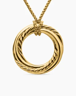 Pavé Crossover Pendant Necklace 18K Yellow Gold with Diamonds, 30mm