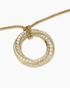 Pavé Crossover Pendant Necklace 18K Yellow Gold with Diamonds, 30mm