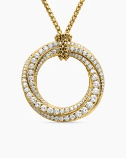 Pavé Crossover Pendant Necklace 18K Yellow Gold with Diamonds, 30mm