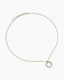 Pavé Crossover Pendant Necklace 18K Yellow Gold with Diamonds, 30mm