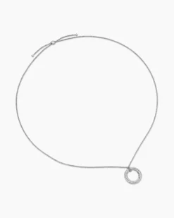 Pavé Crossover Pendant Necklace 18K White Gold with Diamonds, 30mm