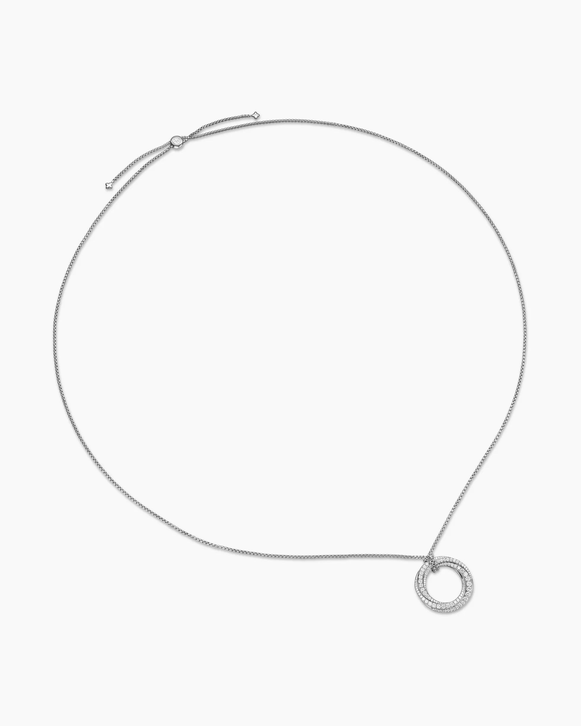 Pavé Crossover Pendant Necklace 18K White Gold with Diamonds, 30mm