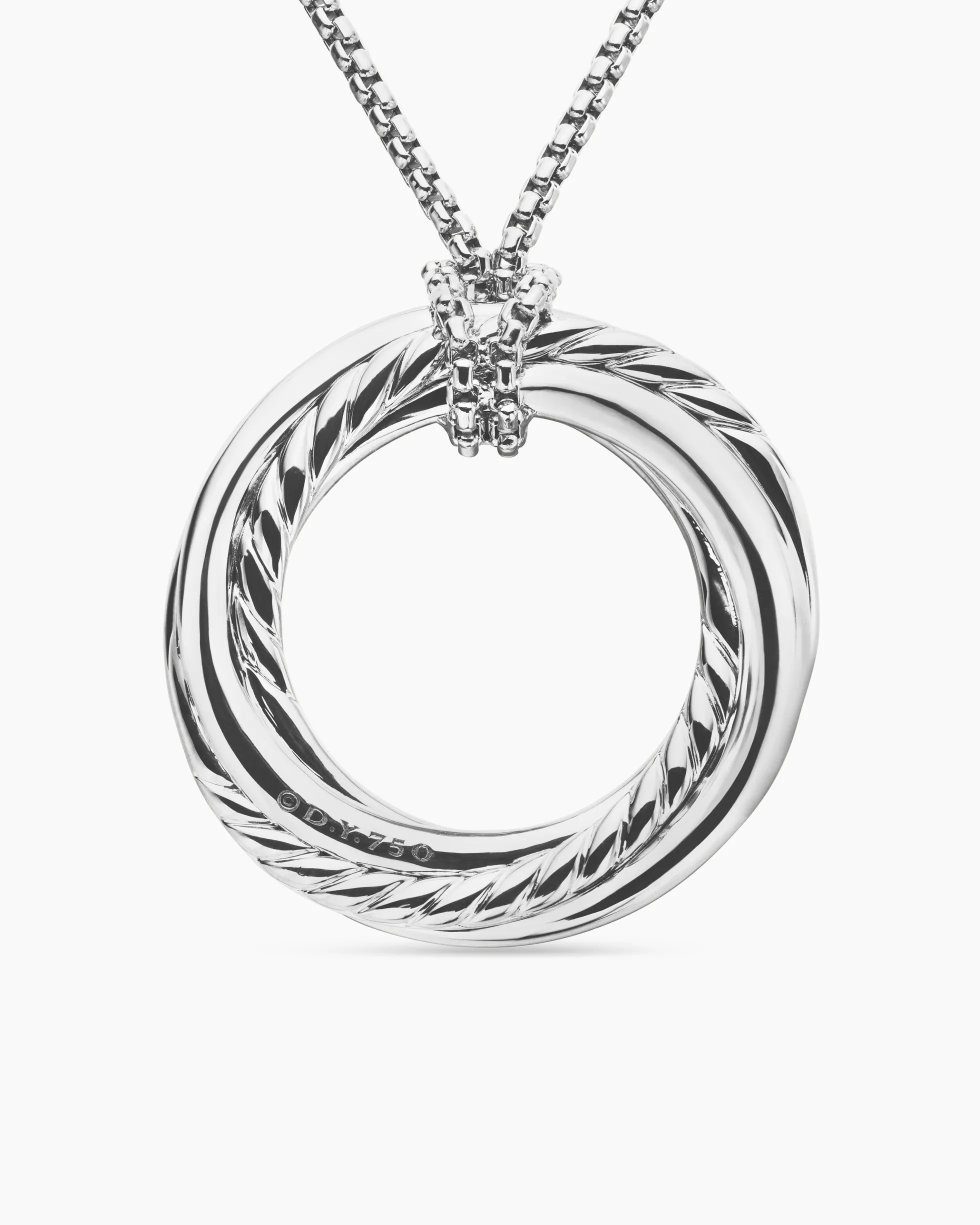 Pavé Crossover Pendant Necklace 18K White Gold with Diamonds, 30mm