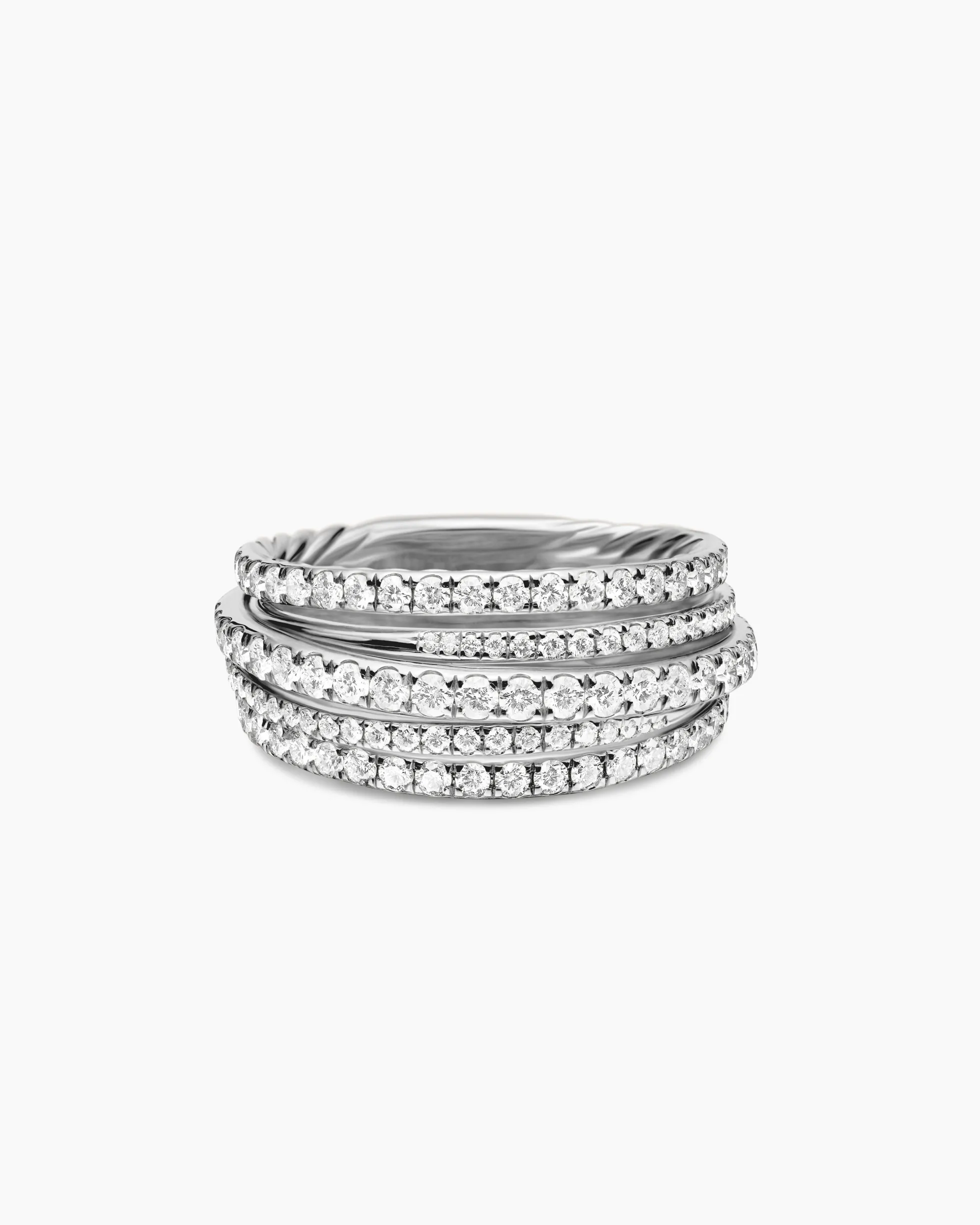 Pavé Crossover Ring 18K White Gold with Diamonds, 11mm